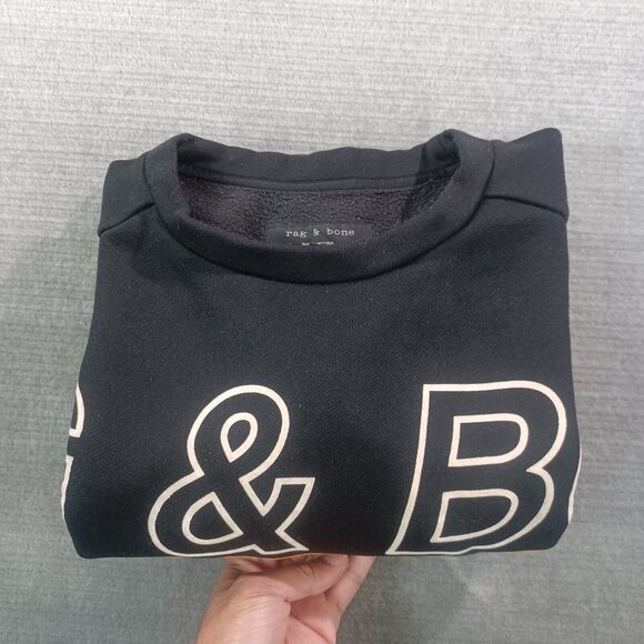 Rag Bone Universal Sweater Mens L Black Jake Oversized Graphic Logo Sweatshirt - Picture 8 of 8